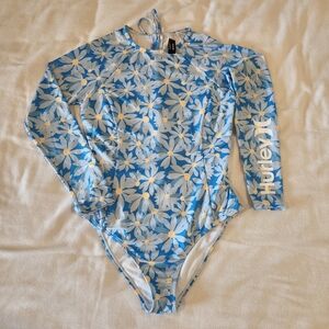 Hurley Long Sleeve Floral Daisy Surf One-Piece Swimsuit Size XL NWOT